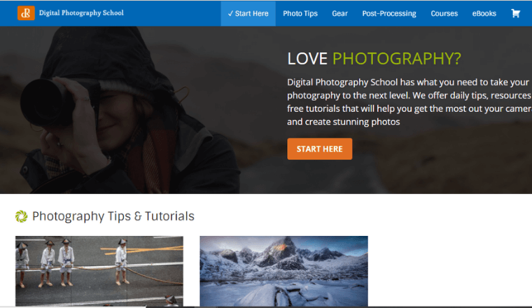 Digital Photography School website homepage