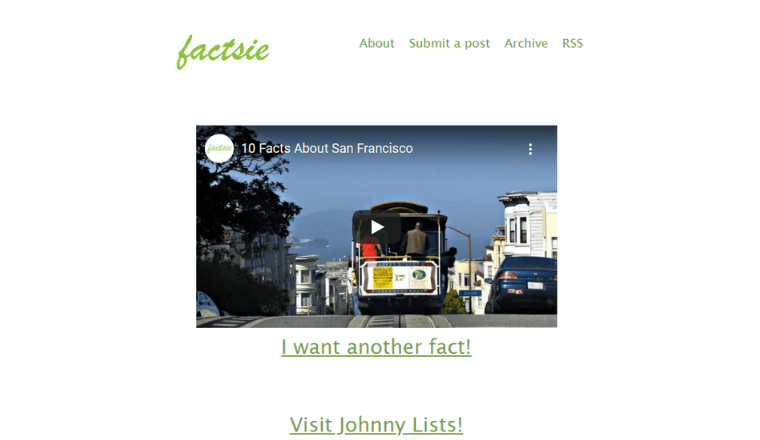 Factsie website homepage